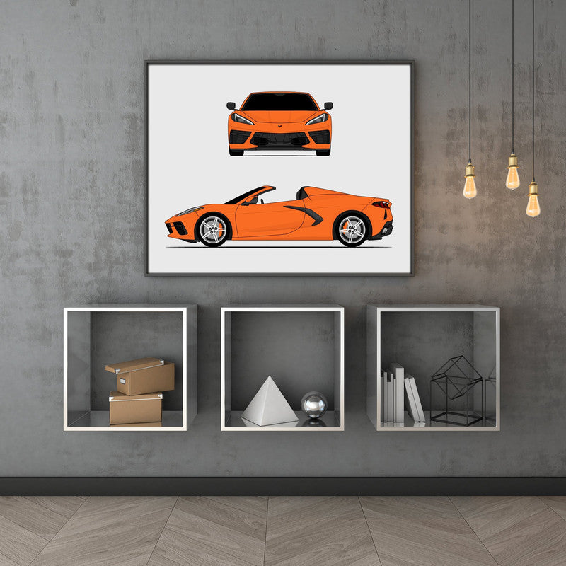 Chevy Corvette Stingray Convertible C8 (2020-Present) (Front and Side) Poster