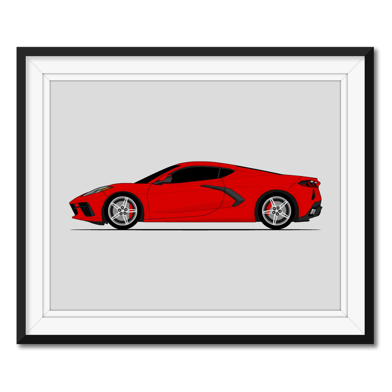 Chevy Corvette Stingray C8 (2020-Present) (Side Profile) Poster