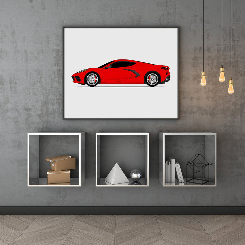 Chevy Corvette Stingray C8 (2020-Present) (Side Profile) Poster