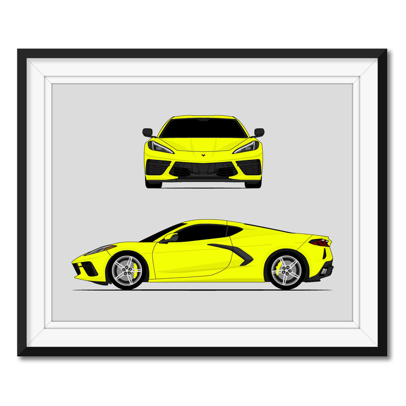 Chevy Corvette Stingray C8 (2020-Present) (Front and Side) Poster
