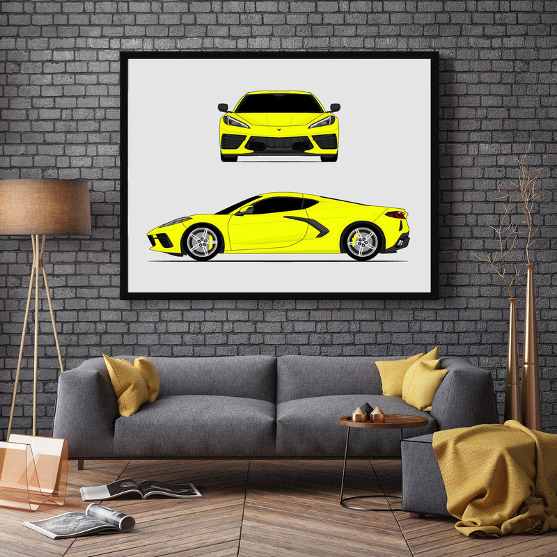 Chevy Corvette Stingray C8 (2020-Present) (Front and Side) Poster