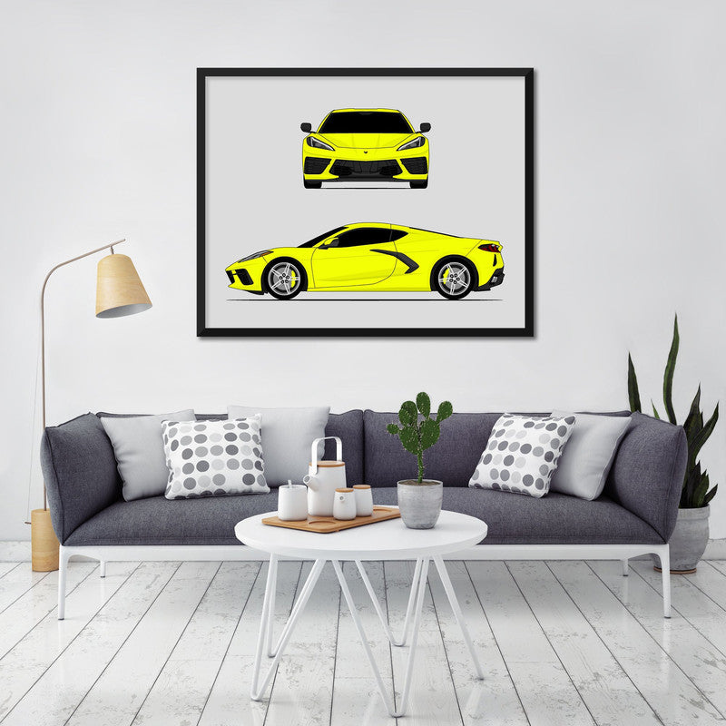 Chevy Corvette Stingray C8 (2020-Present) (Front and Side) Poster