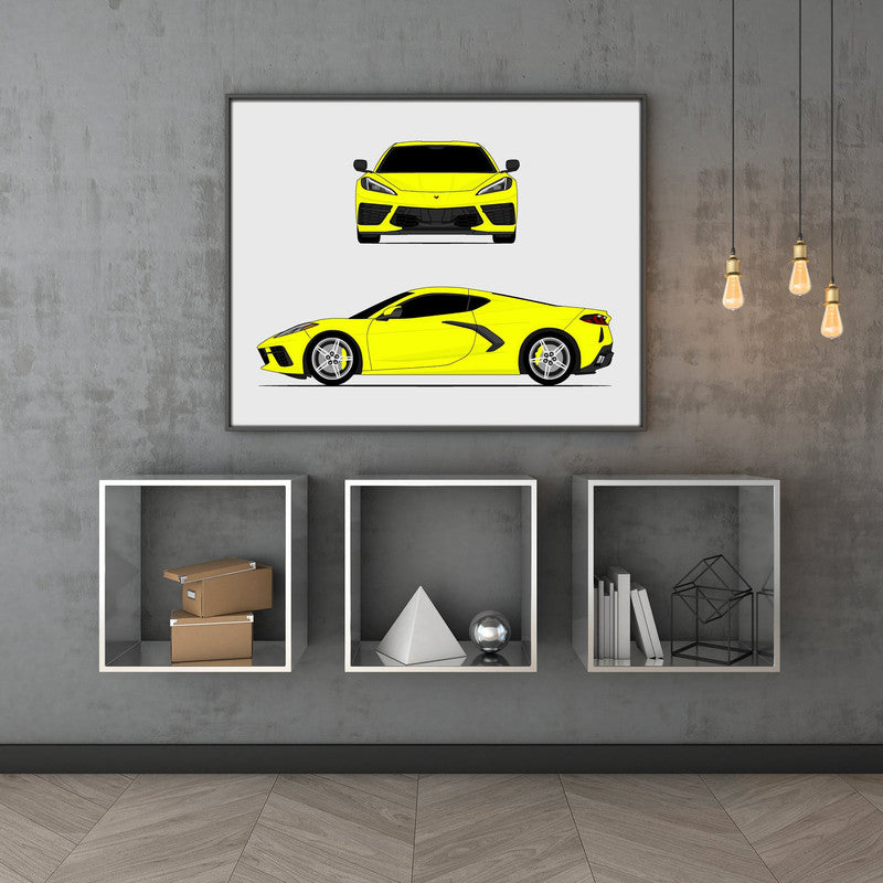 Chevy Corvette Stingray C8 (2020-Present) (Front and Side) Poster