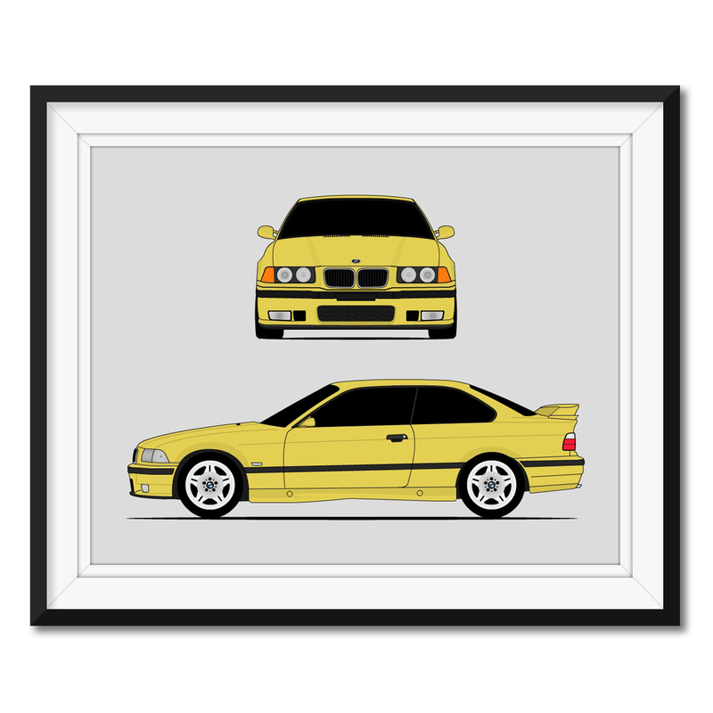 BMW M3 (1995-1999) (Front and Side) E36 Poster