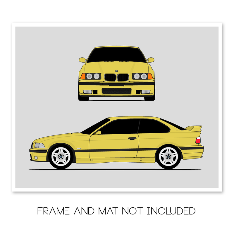 BMW M3 (1995-1999) (Front and Side) E36 Poster
