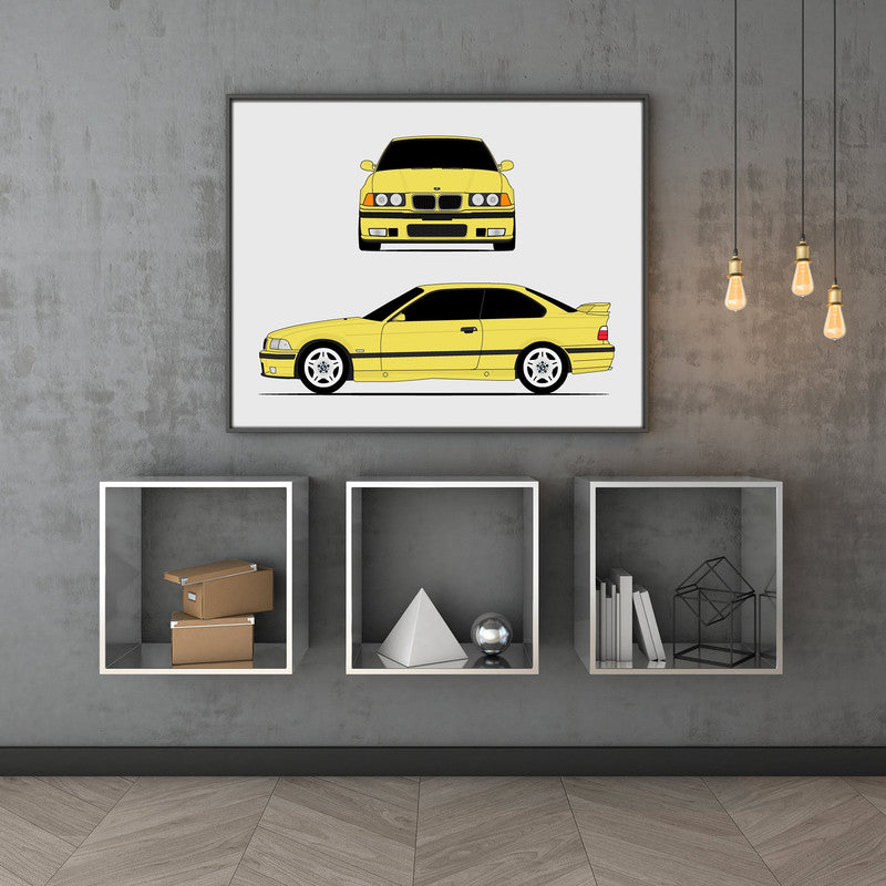 BMW M3 (1995-1999) (Front and Side) E36 Poster