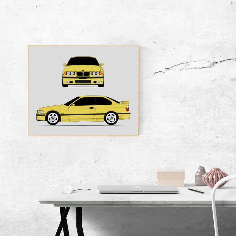 BMW M3 (1995-1999) (Front and Side) E36 Poster