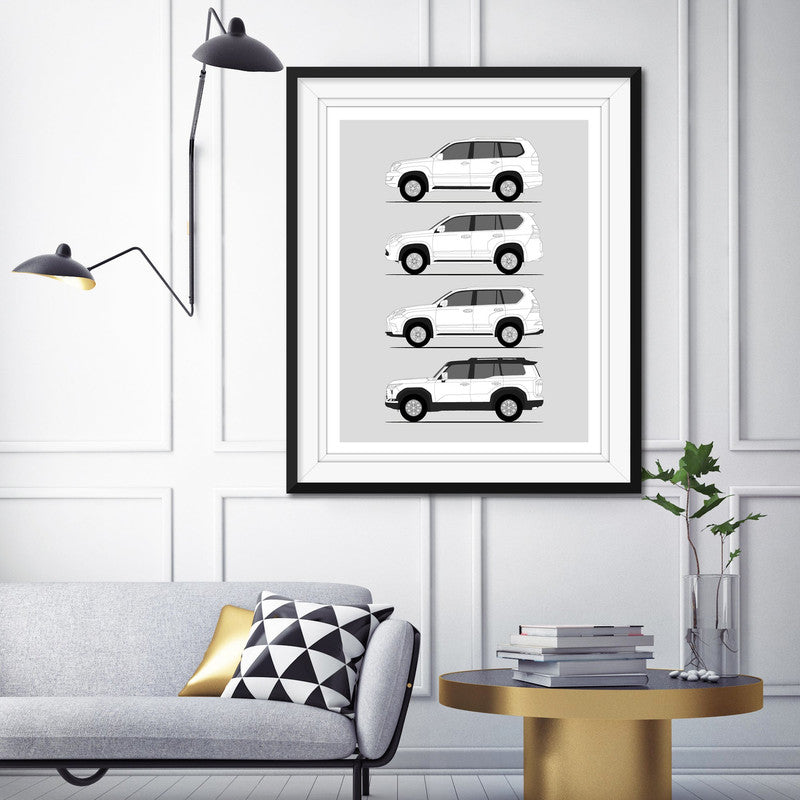 Lexus GX Generations History and Evolution Poster (Side Profile)