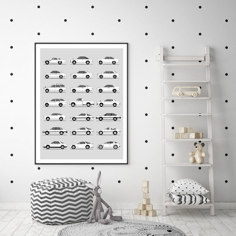 Mazda Rotary Generations History and Evolution Poster (Side Profile)