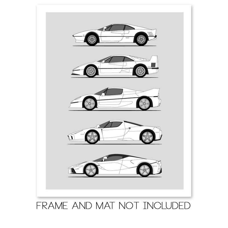 Ferrari Halo Generations History and Evolution Poster (Side Profile)