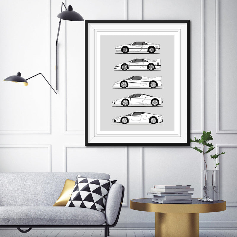 Ferrari Halo Generations History and Evolution Poster (Side Profile)