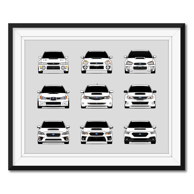 Customizable Version: Subaru WRX Impreza Generations (Landscape)
