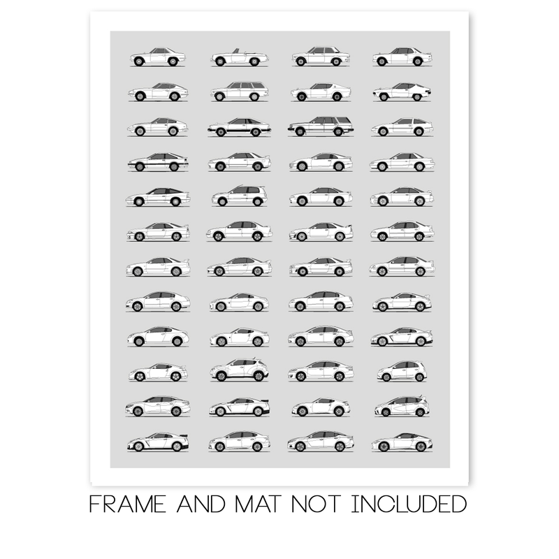 Nissan Best Generations History and Evolution Poster (Side Profile)