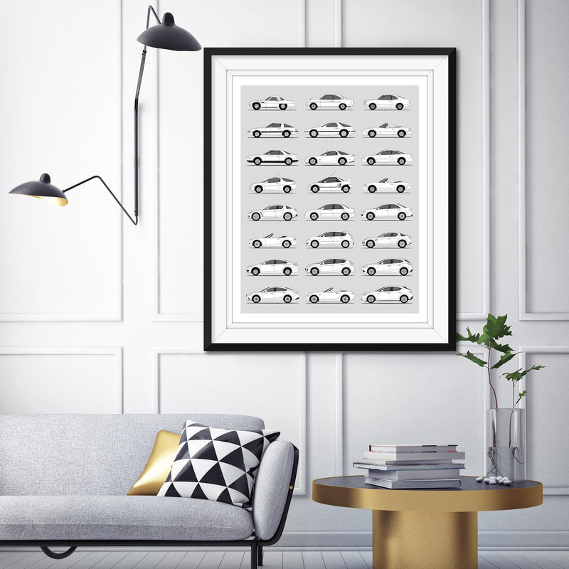 Mazda Best Generations History and Evolution Poster (Side Profile)