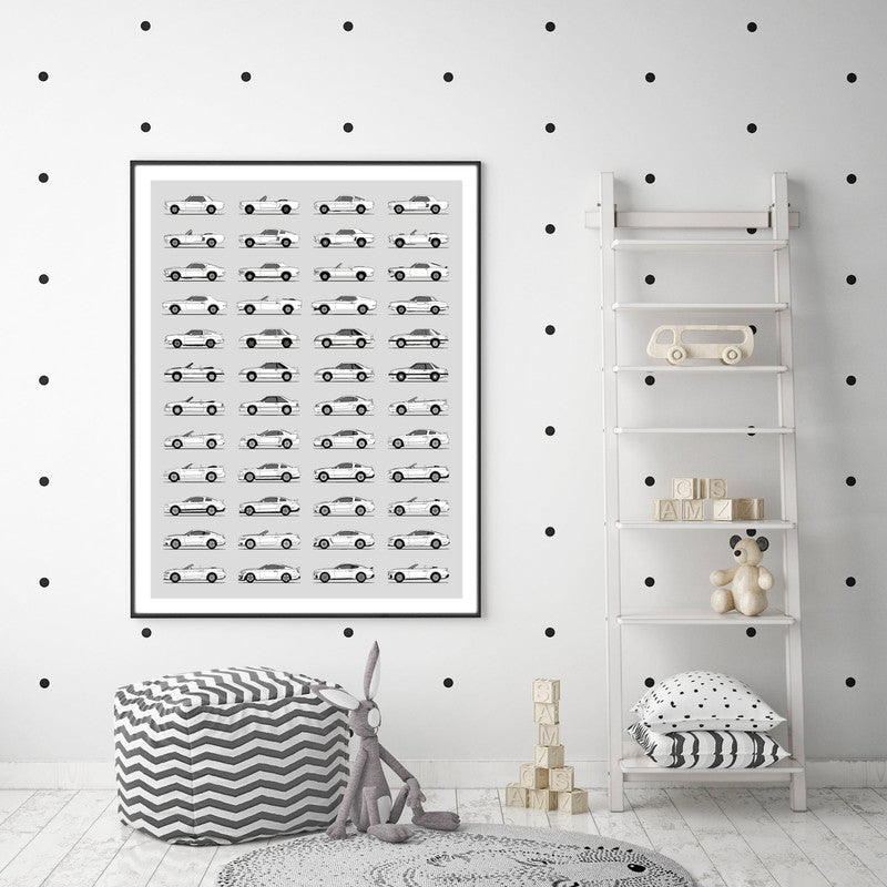 Ford Mustang Best Generations History and Evolution Poster (Side Profile)