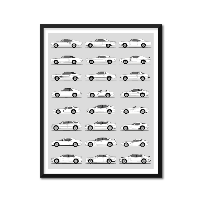 Dodge Best Generations History and Evolution Poster (Side Profile)