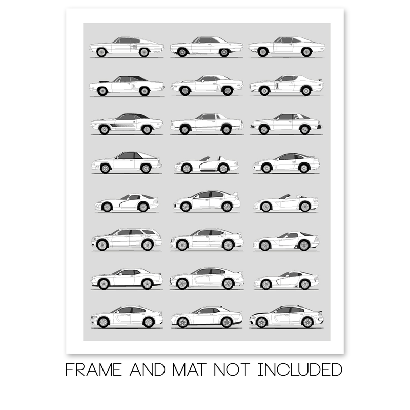 Dodge Best Generations History and Evolution Poster (Side Profile)