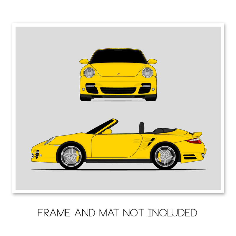 Porsche 911 Turbo Cabriolet (2006-2010) 997.1 (Front and Side) Poster