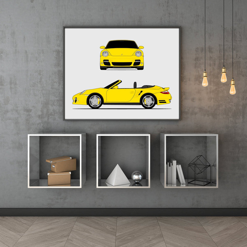 Porsche 911 Turbo Cabriolet (2006-2010) 997.1 (Front and Side) Poster