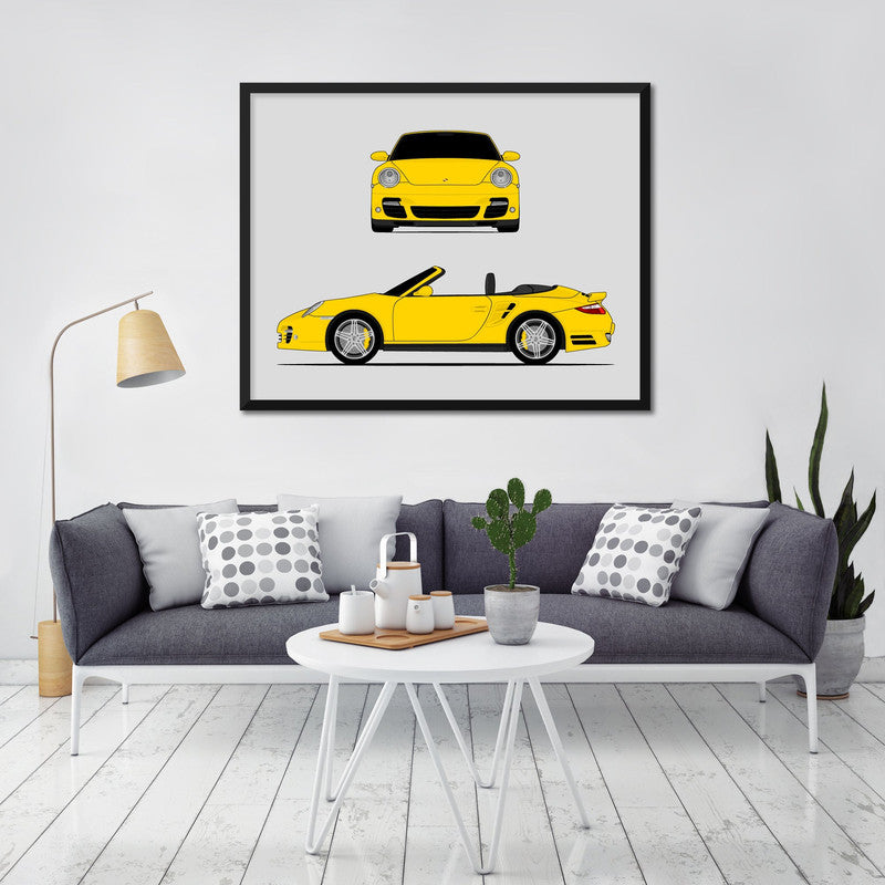 Porsche 911 Turbo Cabriolet (2006-2010) 997.1 (Front and Side) Poster