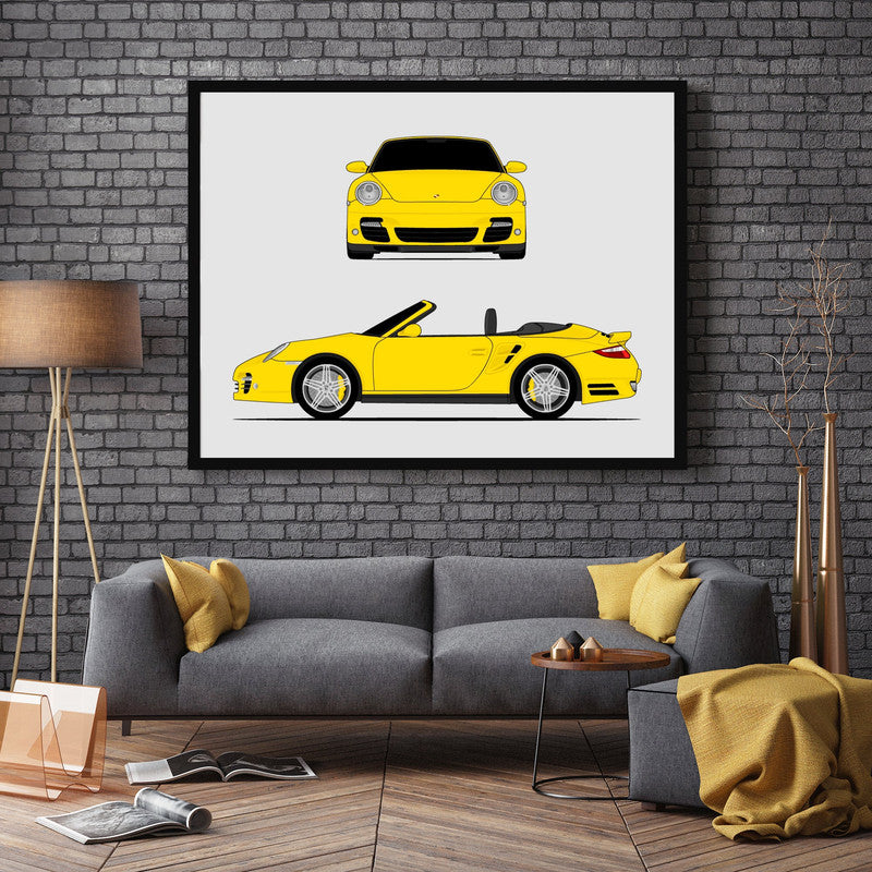 Porsche 911 Turbo Cabriolet (2006-2010) 997.1 (Front and Side) Poster