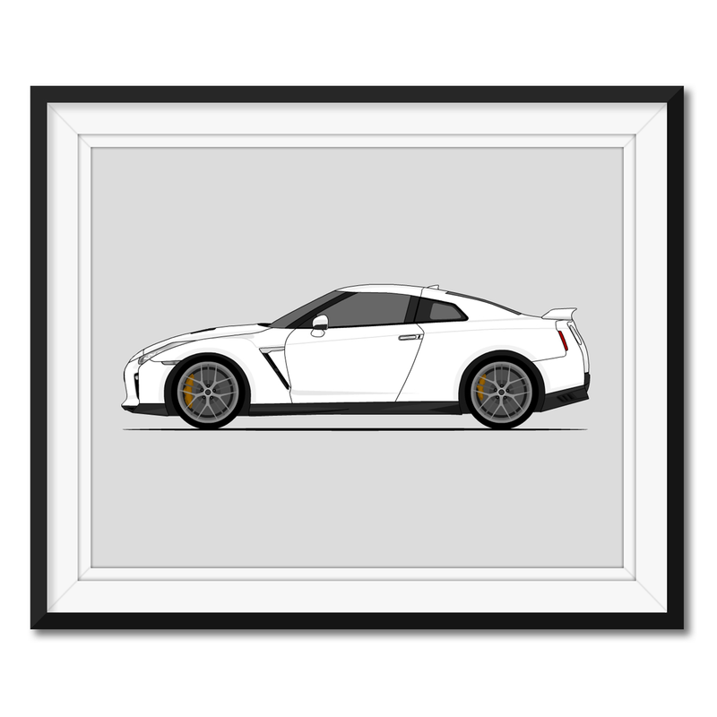 Nissan GT-R R35 (2017-2022) (Skyline) (Side Profile) Poster