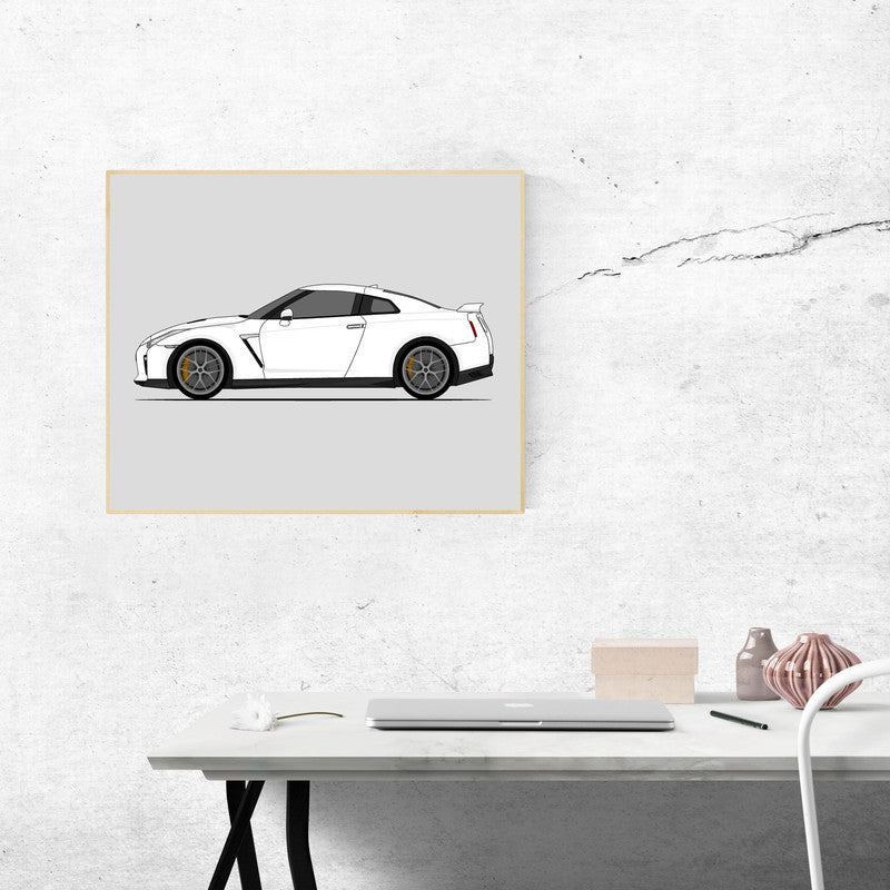 Nissan GT-R R35 (2017-2022) (Skyline) (Side Profile) Poster