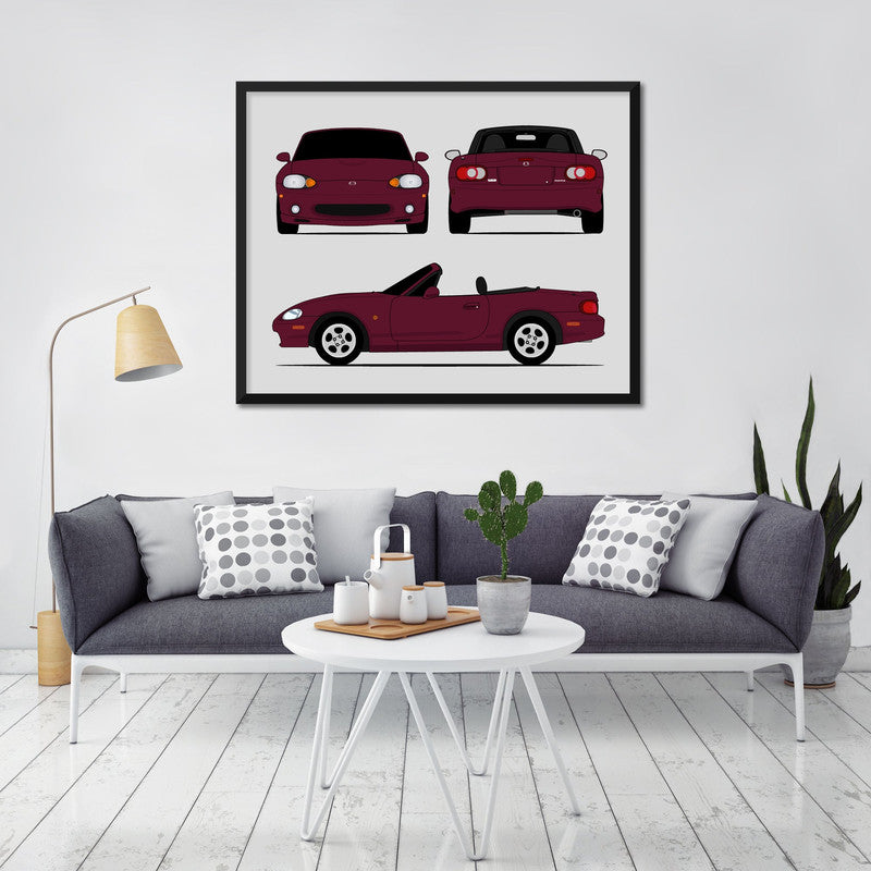 Mazda Miata NB (1998-2005) (Front Rear Side) Poster