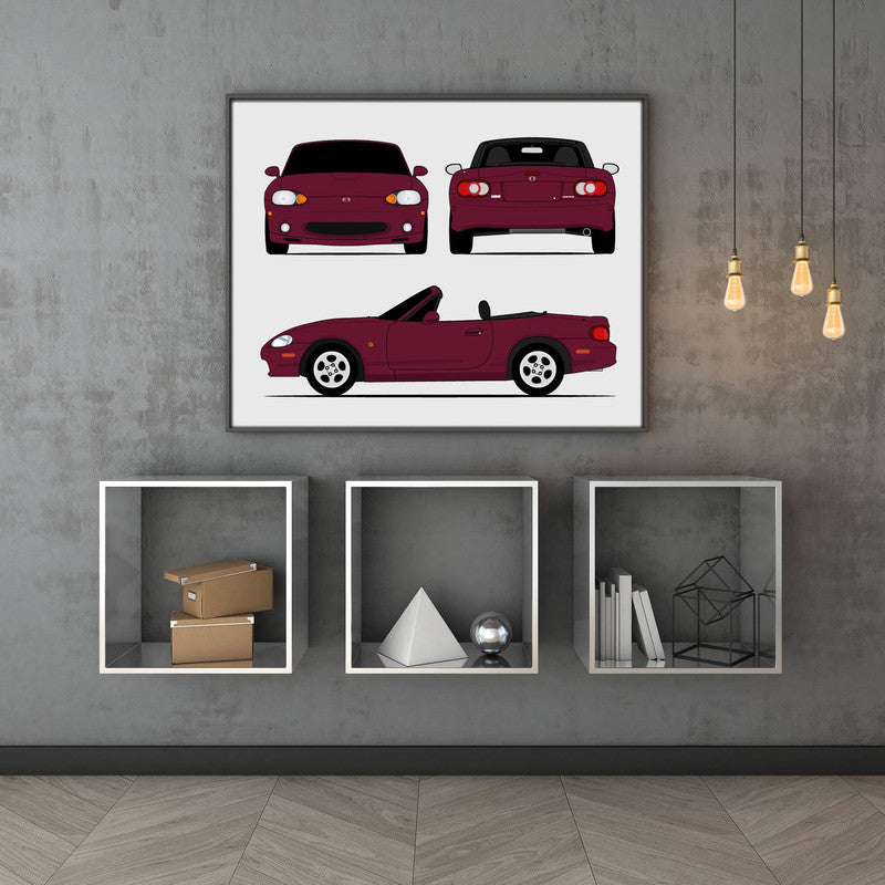 Mazda Miata NB (1998-2005) (Front Rear Side) Poster