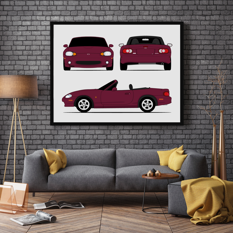 Mazda Miata NB (1998-2005) (Front Rear Side) Poster