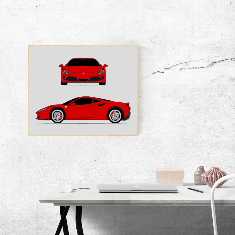 Ferrari F8 Tributo (2019-Present) (Front and Side) Poster