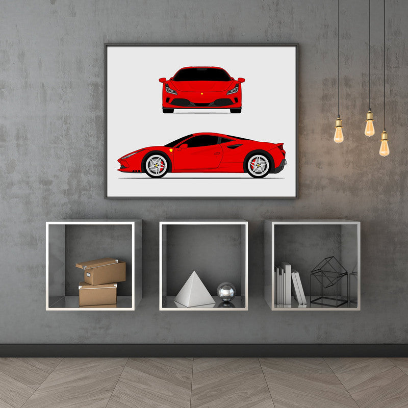 Ferrari F8 Tributo (2019-Present) (Front and Side) Poster