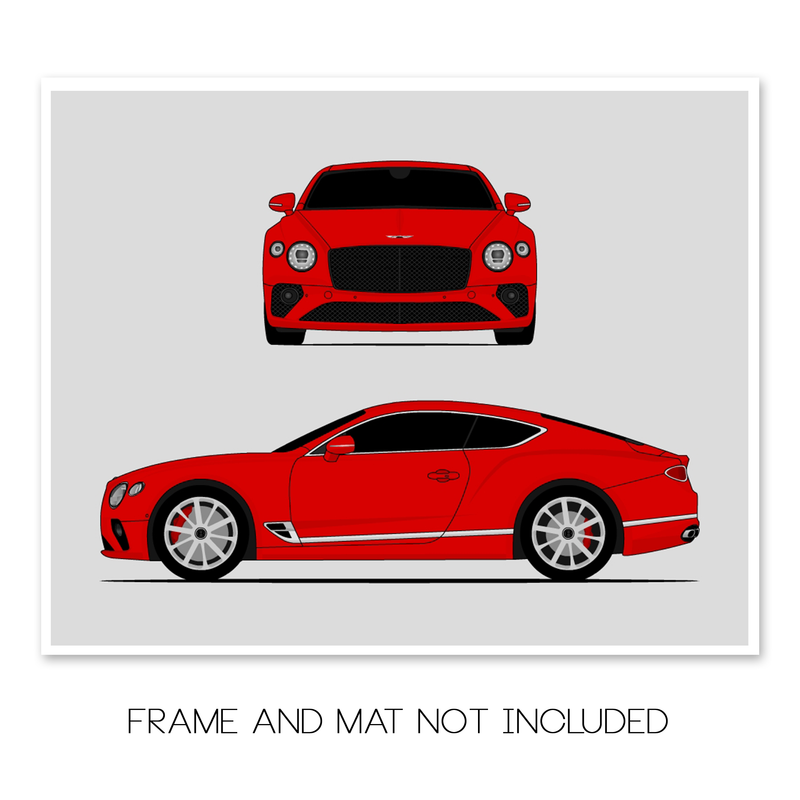 Bentley Continental GT (2018-Present) Gen 3 (Front and Side) Poster