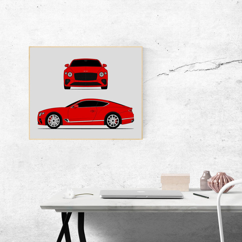 Bentley Continental GT (2018-Present) Gen 3 (Front and Side) Poster
