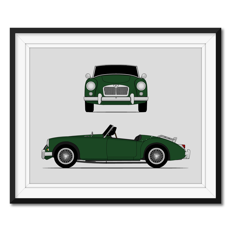 MG MGA Roadster (1955-1962) (Front and Side) Poster
