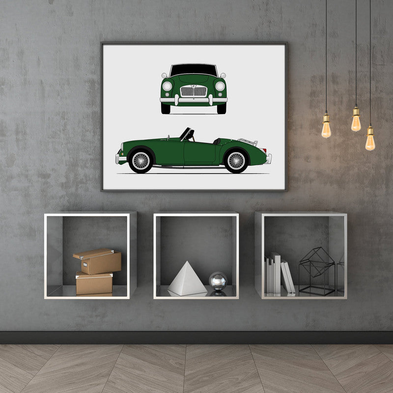 MG MGA Roadster (1955-1962) (Front and Side) Poster