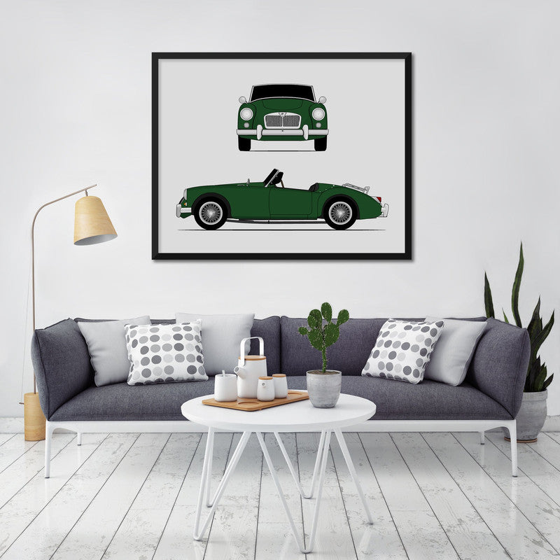 MG MGA Roadster (1955-1962) (Front and Side) Poster
