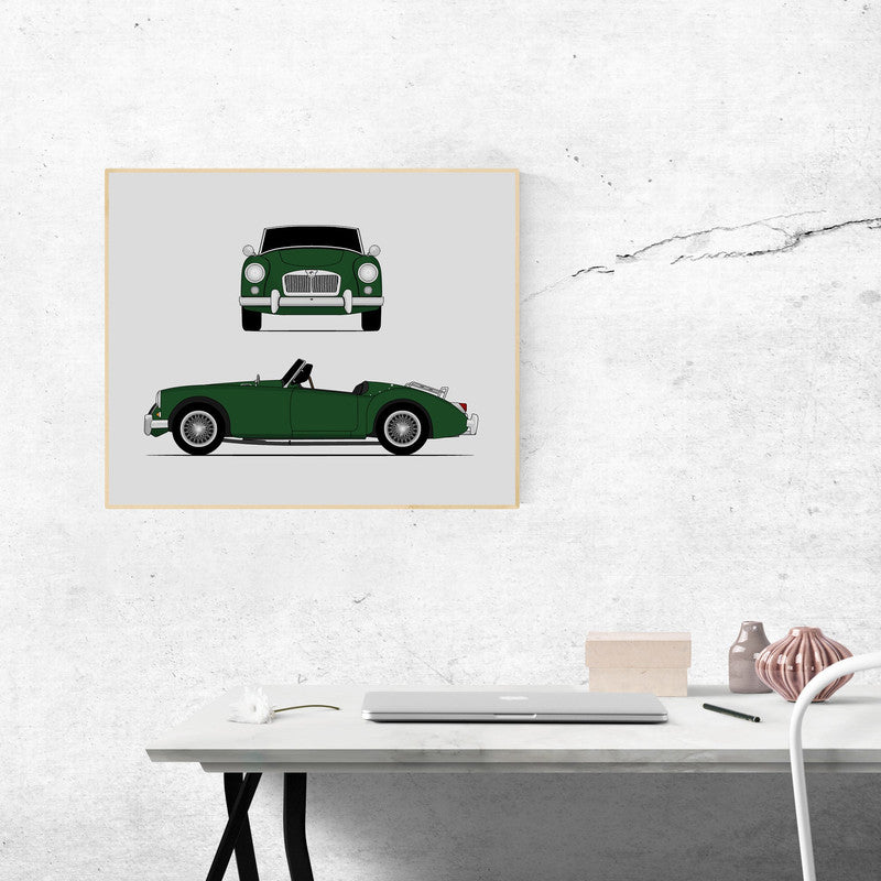 MG MGA Roadster (1955-1962) (Front and Side) Poster