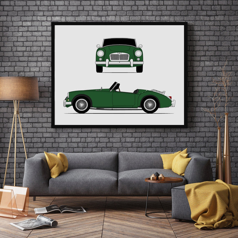 MG MGA Roadster (1955-1962) (Front and Side) Poster