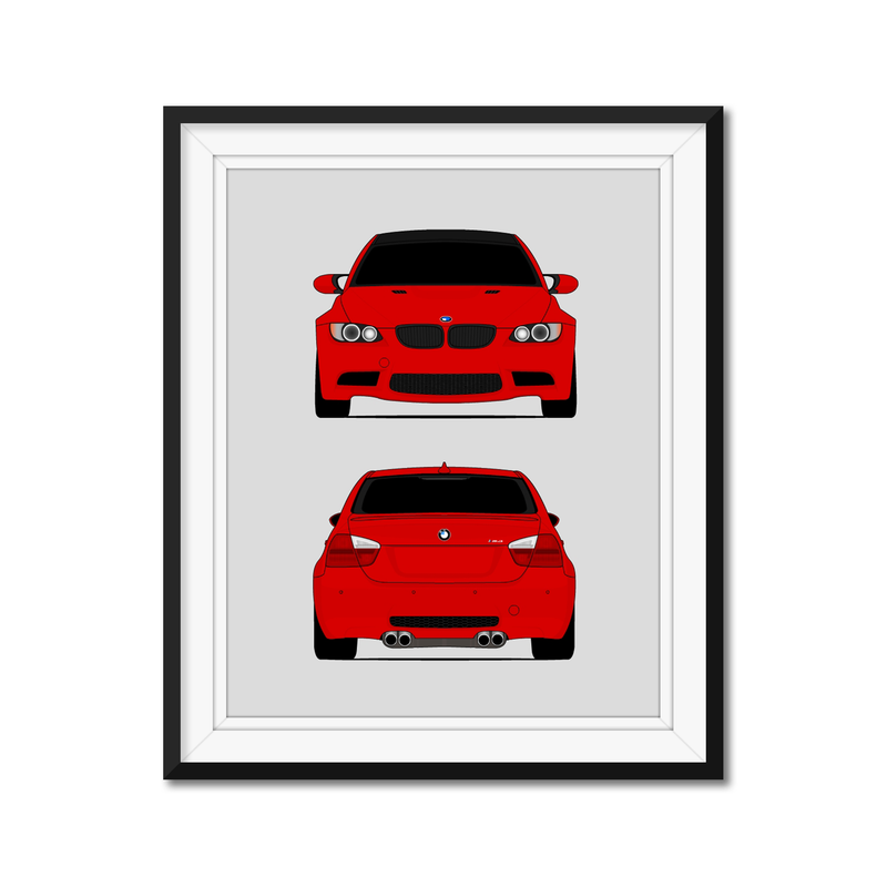 BMW M3 E90 Sedan (2007-2008) (Front and Rear) Poster