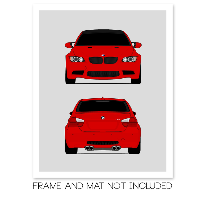BMW M3 E90 Sedan (2007-2008) (Front and Rear) Poster