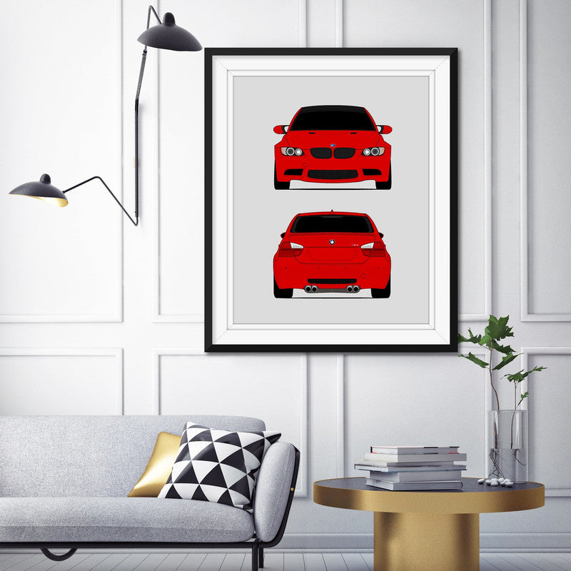 BMW M3 E90 Sedan (2007-2008) (Front and Rear) Poster