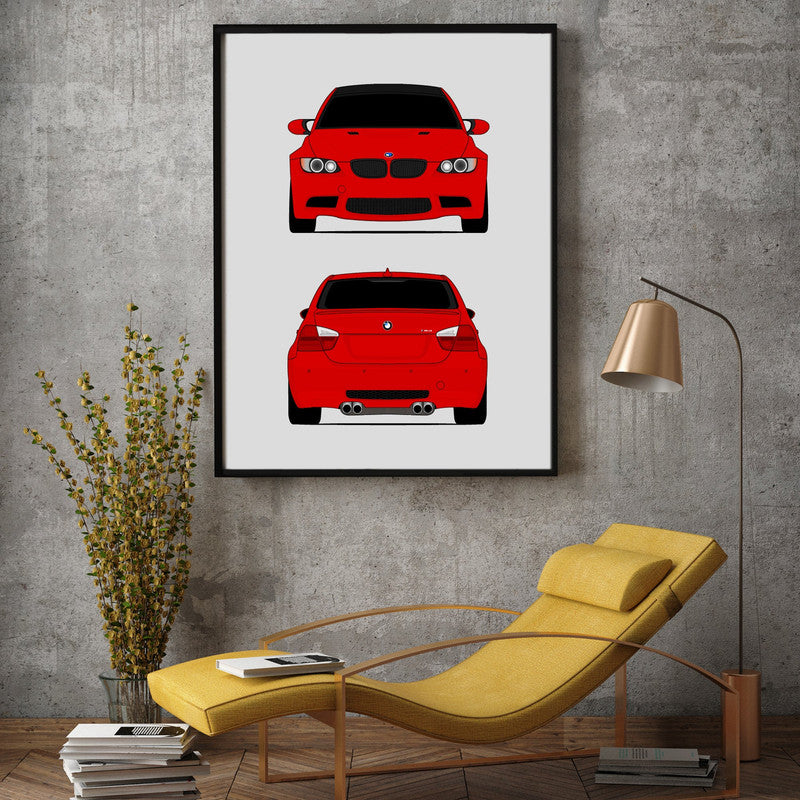 BMW M3 E90 Sedan (2007-2008) (Front and Rear) Poster
