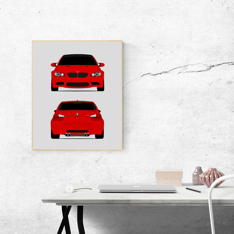 BMW M3 E90 Sedan (2007-2008) (Front and Rear) Poster