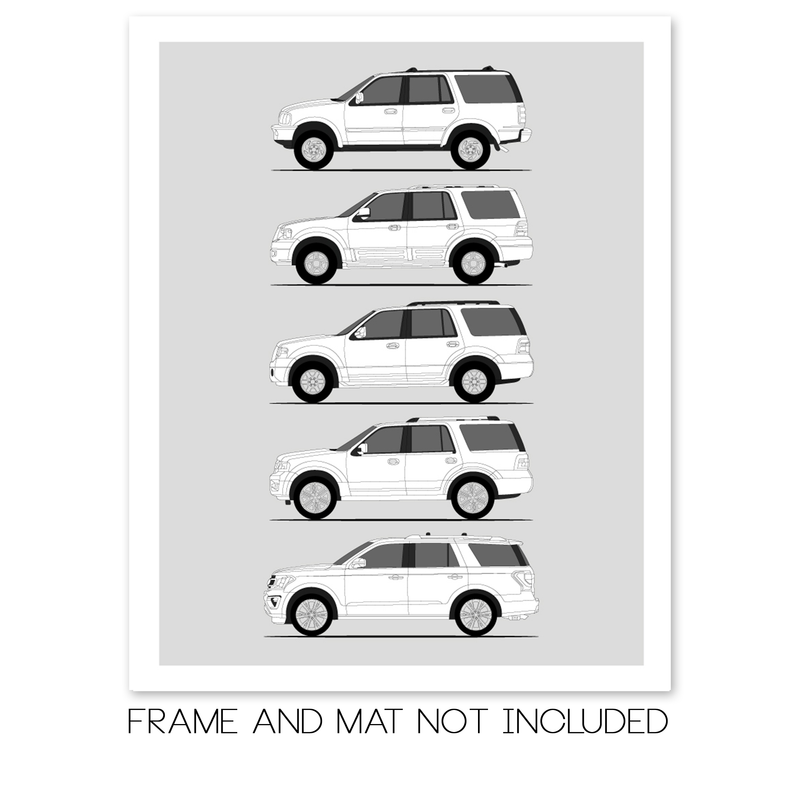 Ford Expedition Generations History and Evolution Poster (Side Profile)