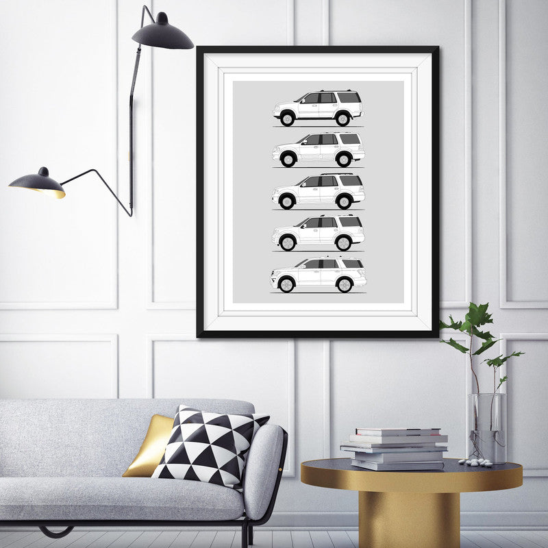 Ford Expedition Generations History and Evolution Poster (Side Profile)