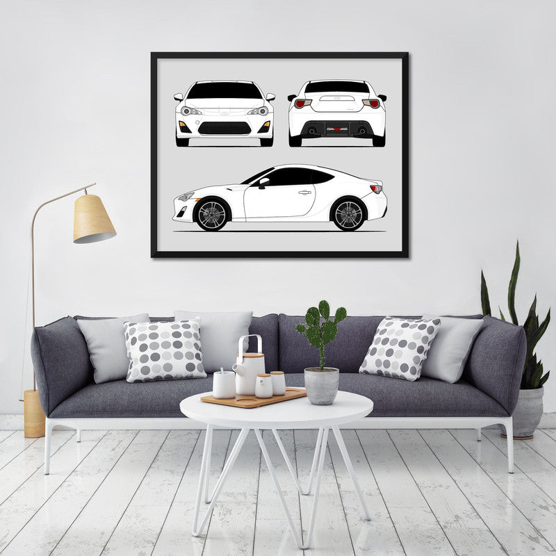 Scion FR-S (2012-2016) (Front, Side, Rear) (FT86) Poster