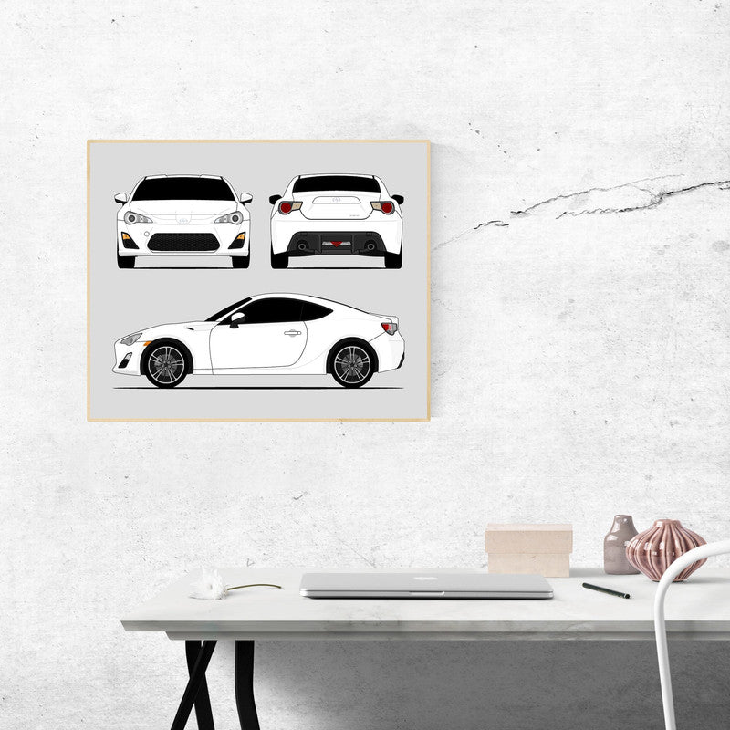 Scion FR-S (2012-2016) (Front, Side, Rear) (FT86) Poster