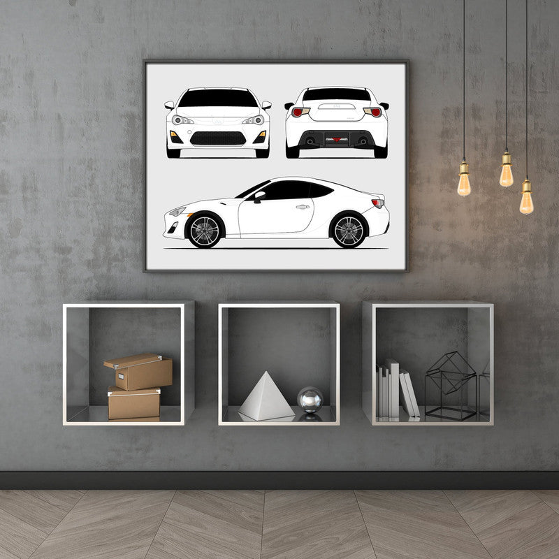 Scion FR-S (2012-2016) (Front, Side, Rear) (FT86) Poster