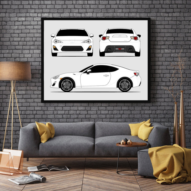 Scion FR-S (2012-2016) (Front, Side, Rear) (FT86) Poster